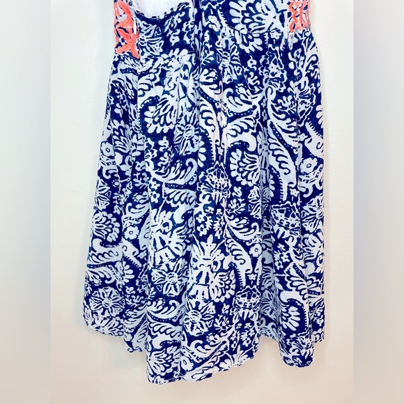 Windsor Spaghetti Strap Racerback Summer Dress Coral Navy and White - Picture 6 of 10